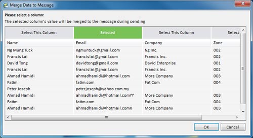 Merge data to emails