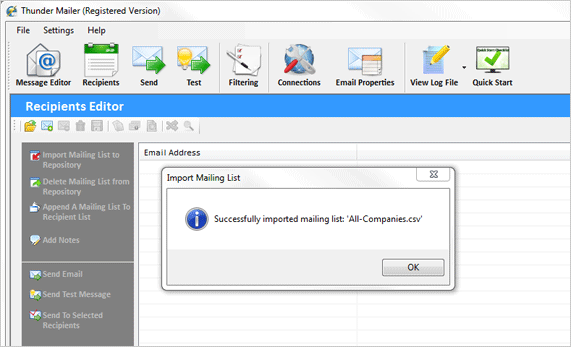 Successfully imported mailing list to repository