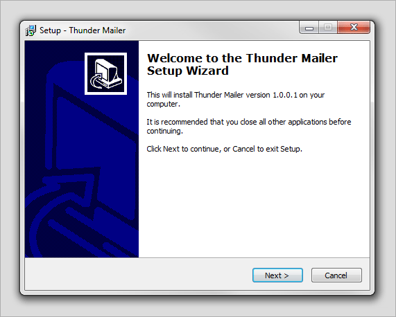 Thunder Mailer setup wizard